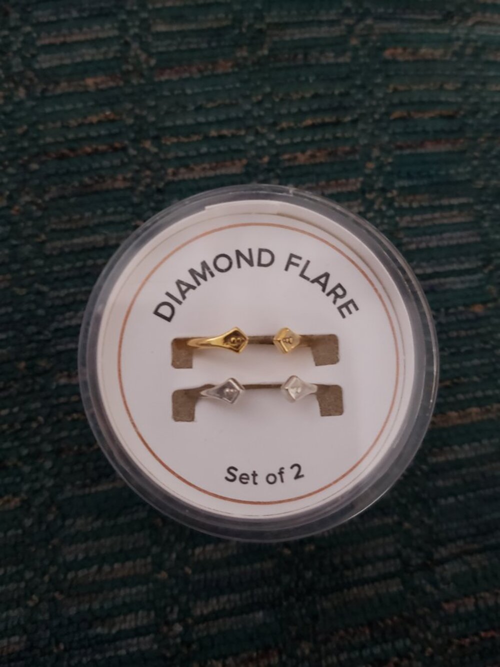 Alex and Ani 14K - 925 Sterling silver Diamond Flare Rings set of two 640